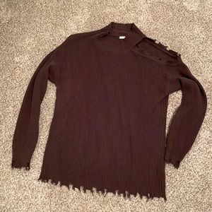 Maurice’s Distressed Open Shoulder Sweater